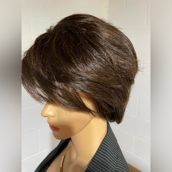 NWT 9” short brown wig natural brown men’s wig short layered tapered DP - Picture 10 of 11
